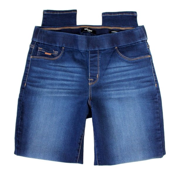 Women's Pull On Skinny Jeans / Jeggings  NINE WEST Dark Wash with Whiskering - Picture 2 of 10